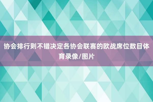 协会排行则不错决定各协会联赛的欧战席位数目体育录像/图片