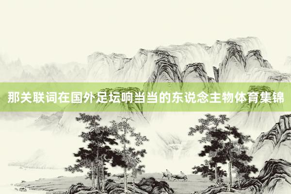 那关联词在国外足坛响当当的东说念主物体育集锦