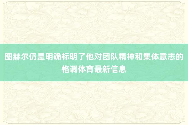 图赫尔仍是明确标明了他对团队精神和集体意志的格调体育最新信息